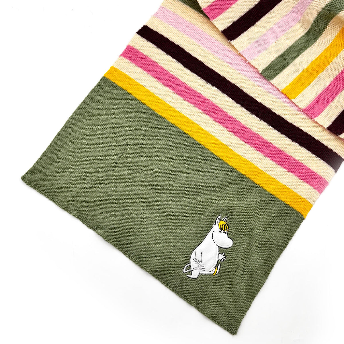 Moomin Embroidered  Stripy Scarf