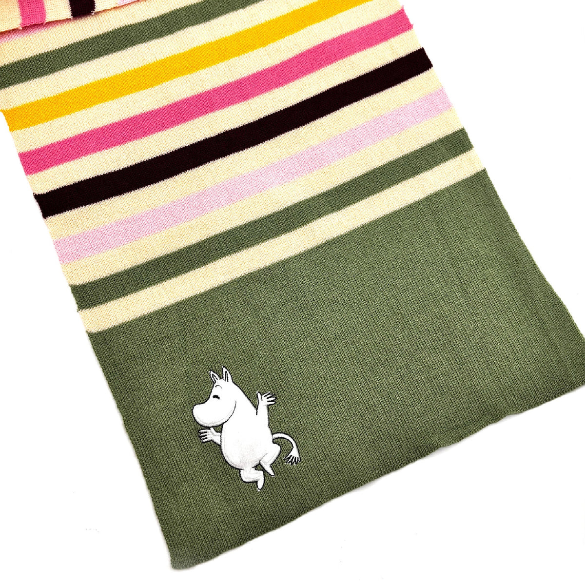 Moomin Embroidered  Stripy Scarf