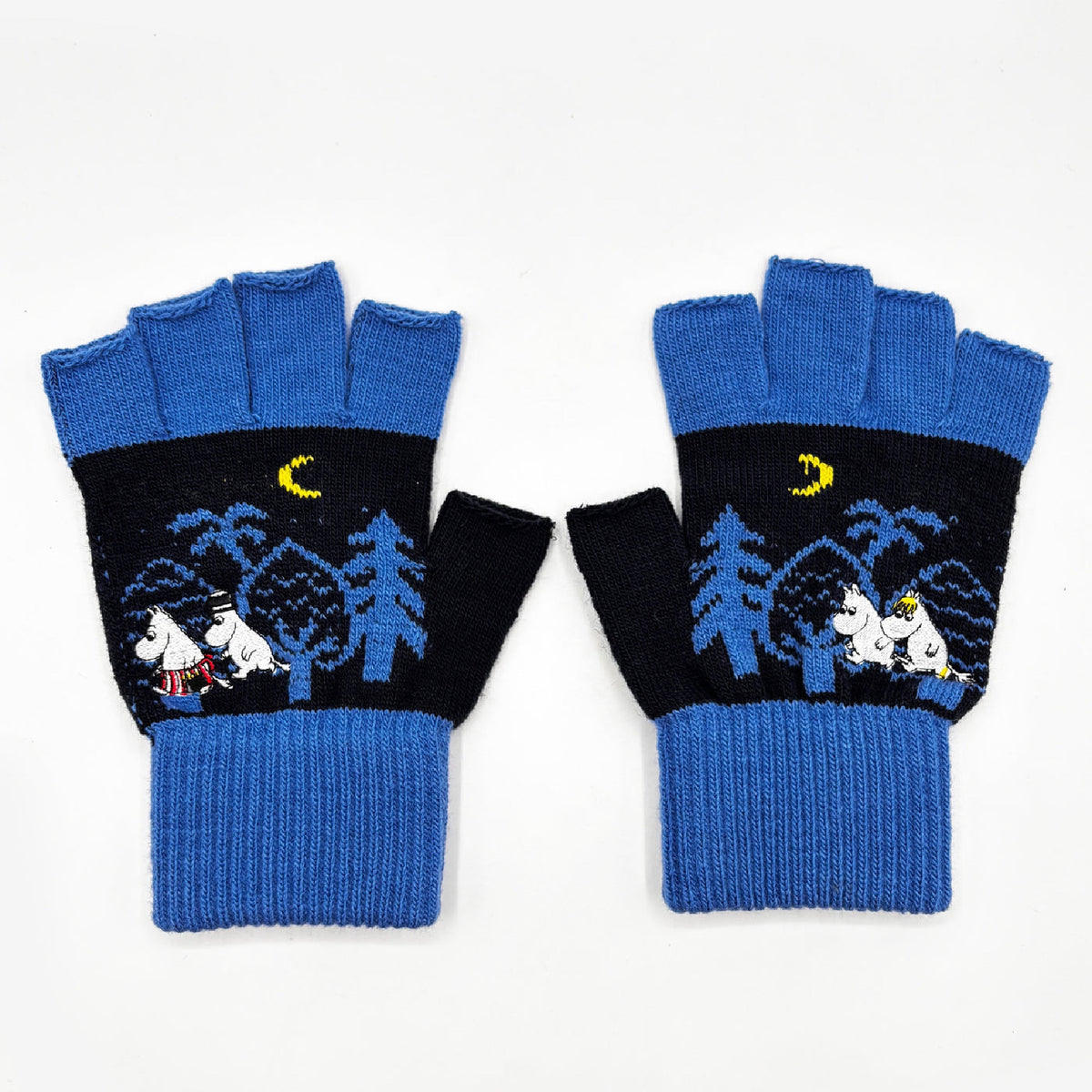 Moomin Fingerless Gloves Forest Blue