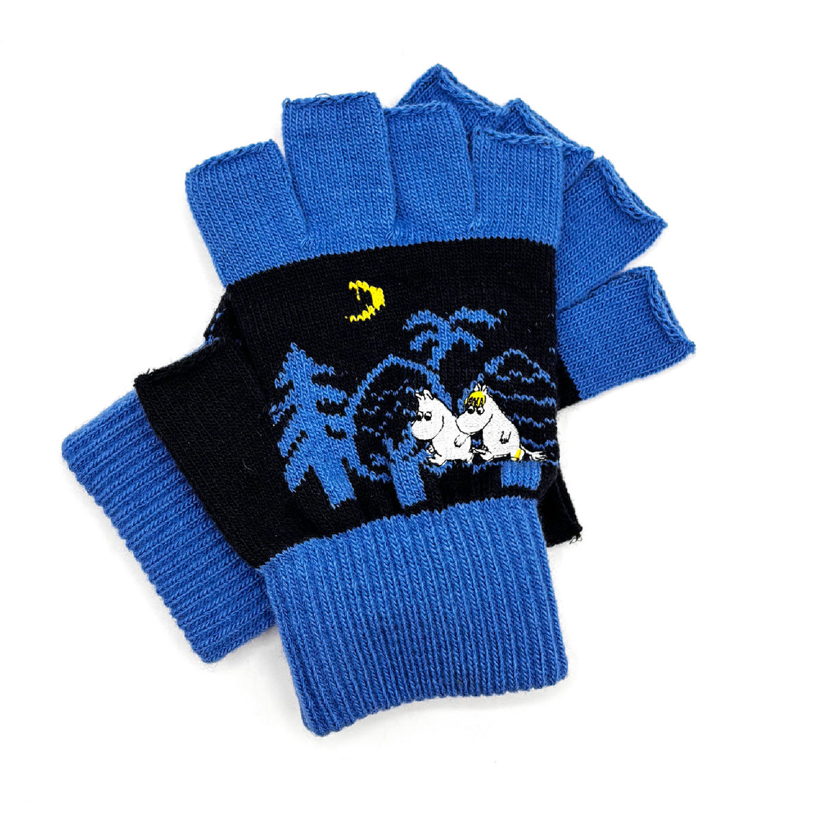 Moomin Fingerless Gloves Forest Blue