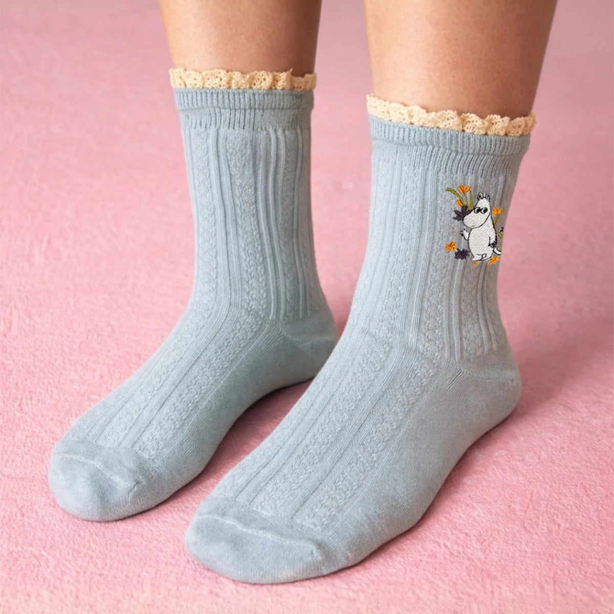 Moomin Lace Socks Moomintroll Light Blue