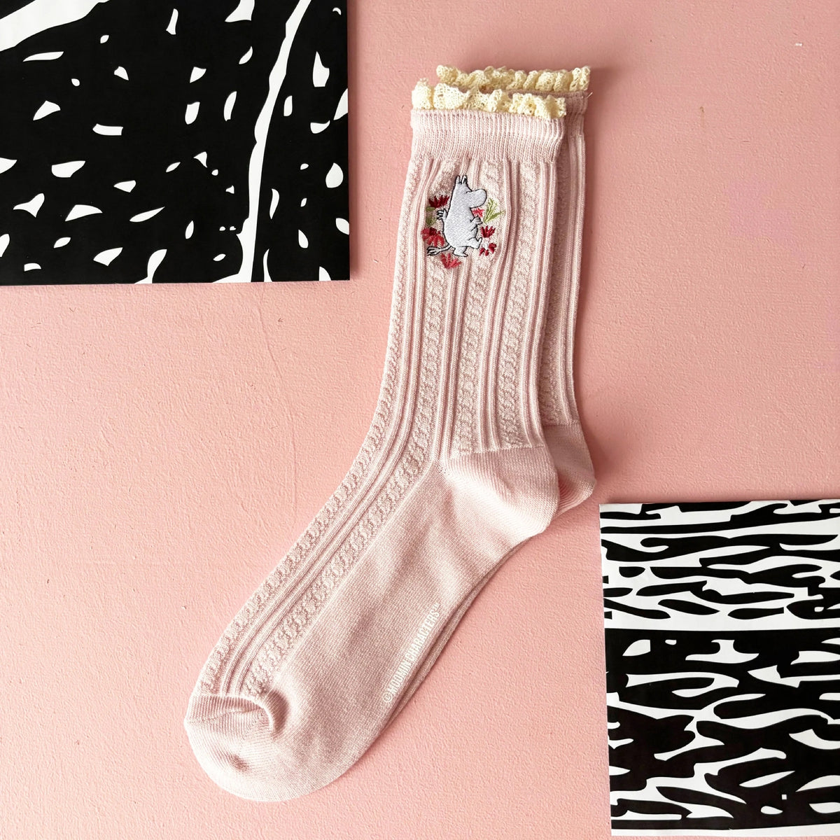 Moomin Lace Socks Moomintroll Pink