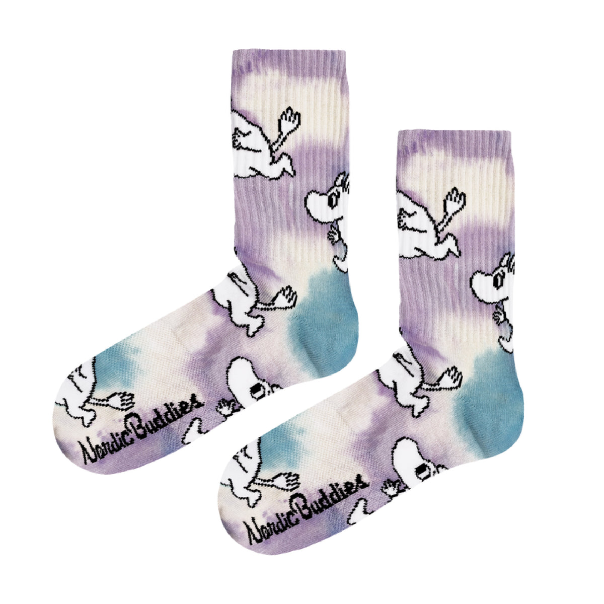 Moomin Retro Tie Dye Socks Moomintroll 36-42 Lilac
