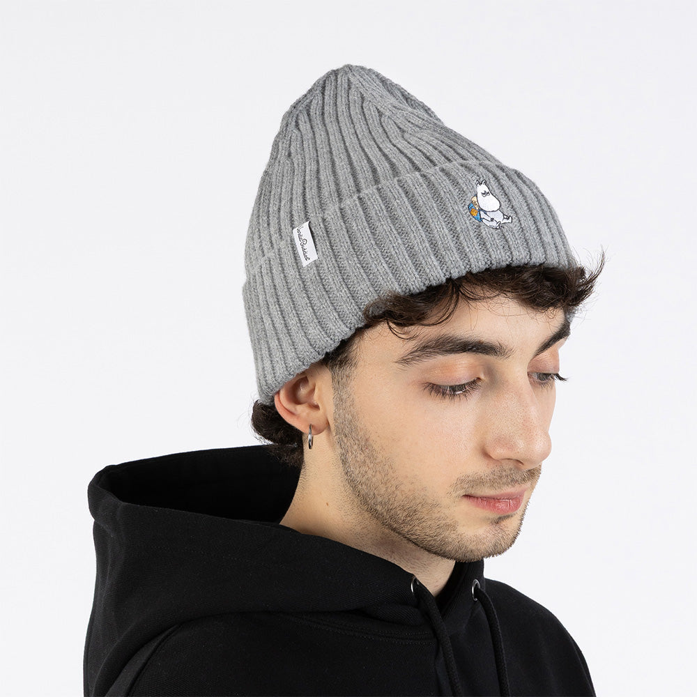 Moomintroll Embroidery Beanie Grey