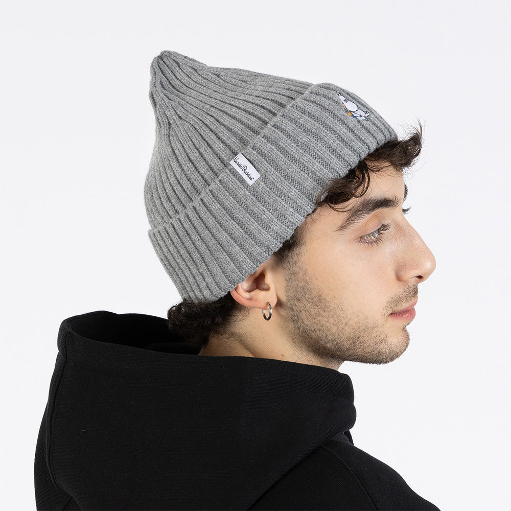 Moomintroll Embroidery Beanie Grey