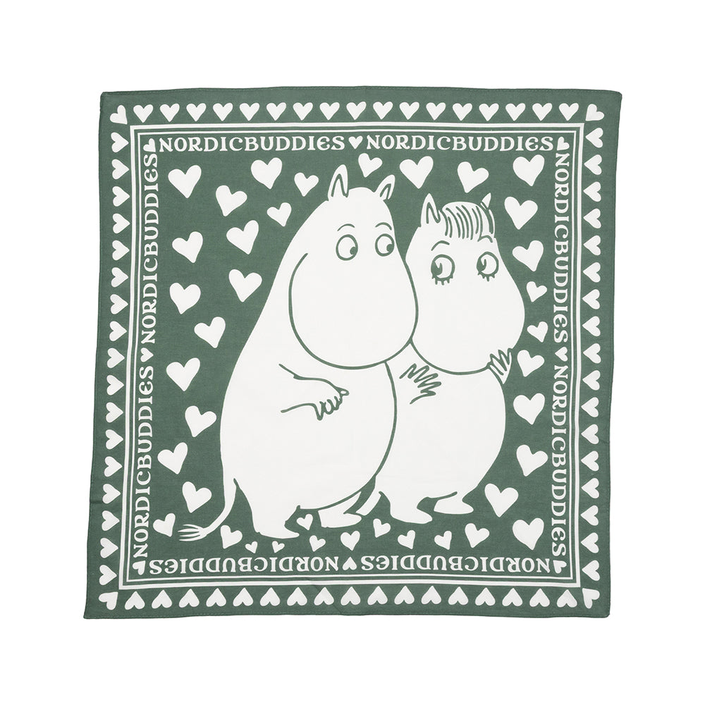 Moomintroll & Snorkmaiden Scarf Green