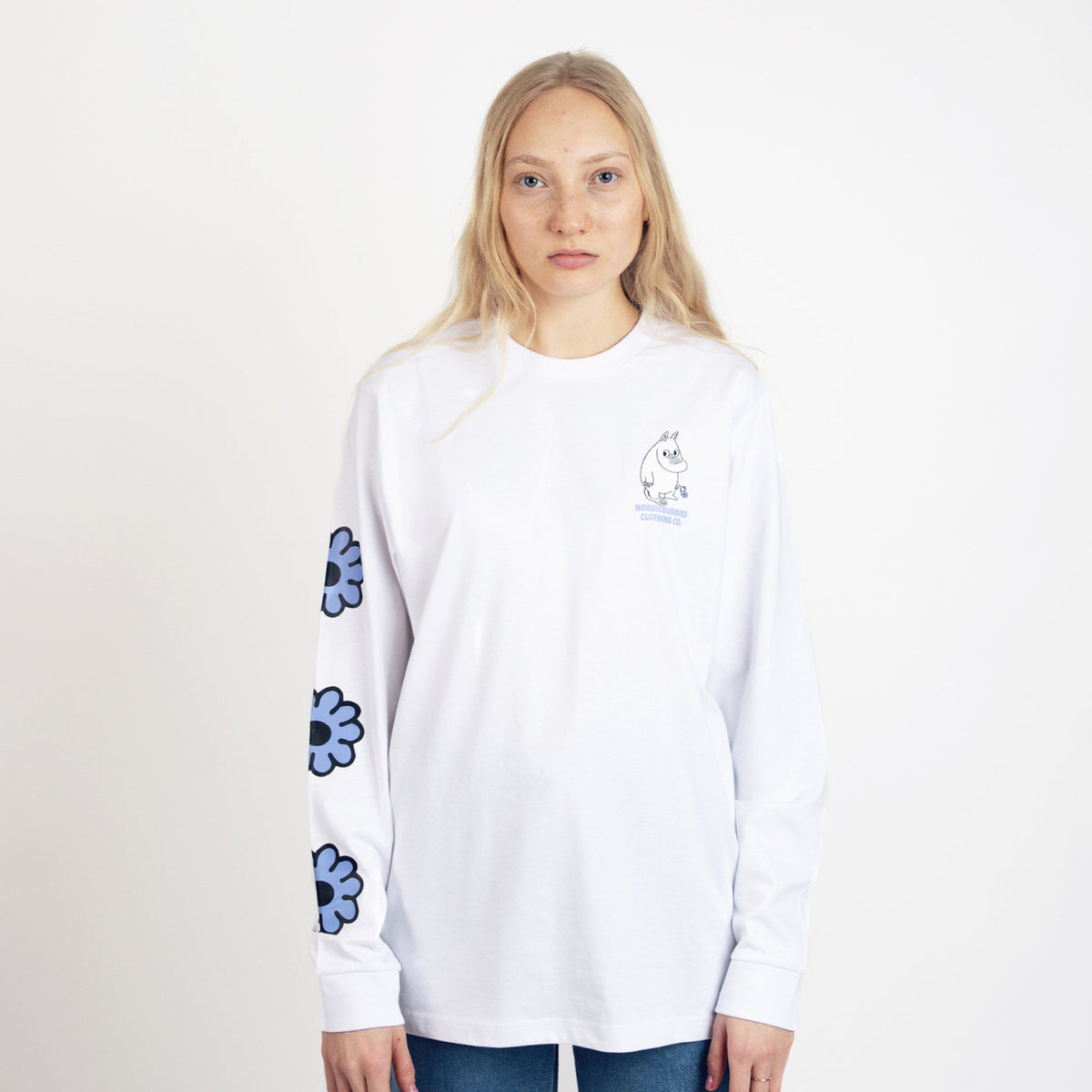 Moomintroll&#39;s Flower Long Sleeve Shirt With Cuffrib Unisex