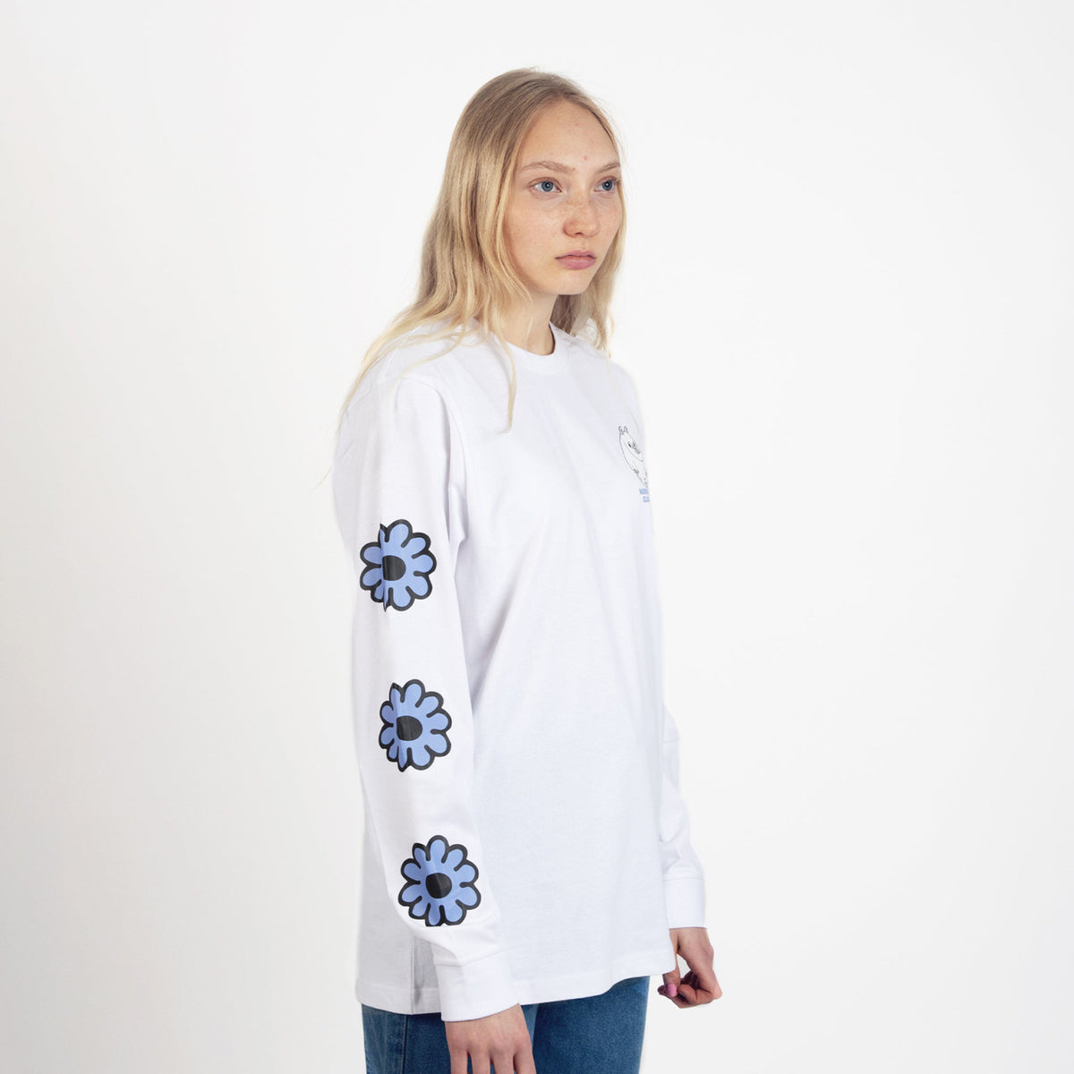 Moomintroll&#39;s Flower Long Sleeve Shirt With Cuffrib Unisex