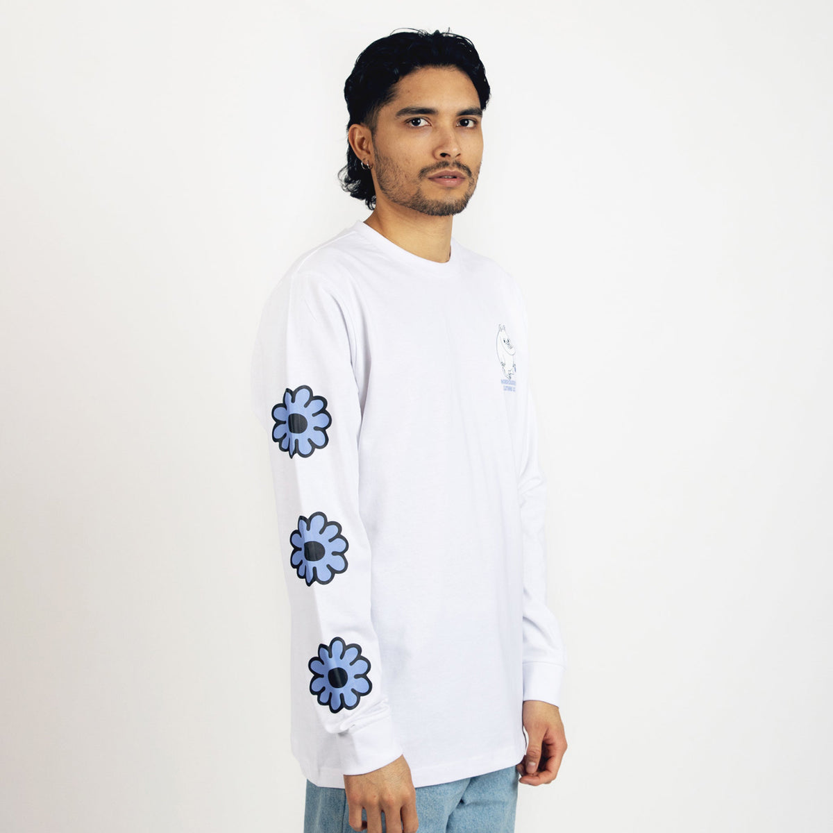 Moomintroll&#39;s Flower Long Sleeve Shirt With Cuffrib Unisex