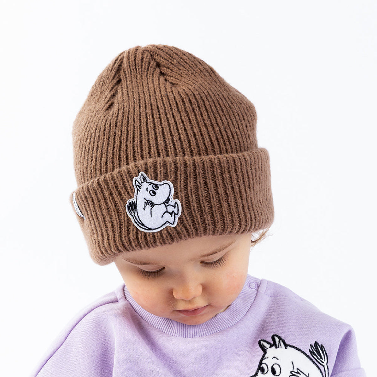 Moomintroll Felt Patch Kids Beanie Brown