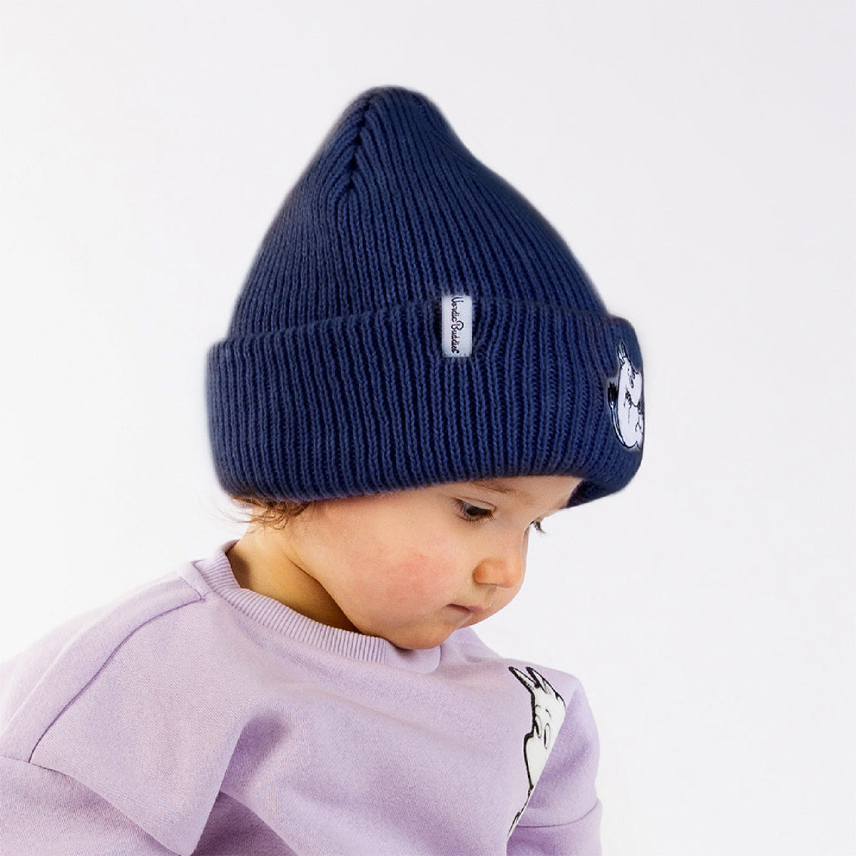 Moomintroll Felt Patch Kids  Beanie Dark Blue