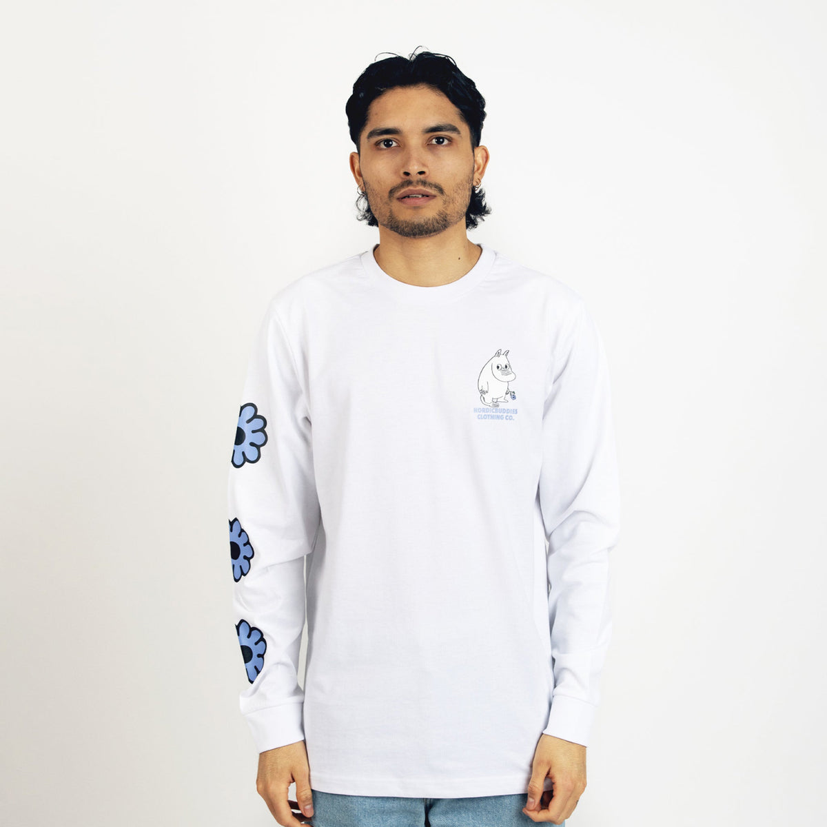 Moomintroll&#39;s Flower Long Sleeve Shirt With Cuffrib Unisex