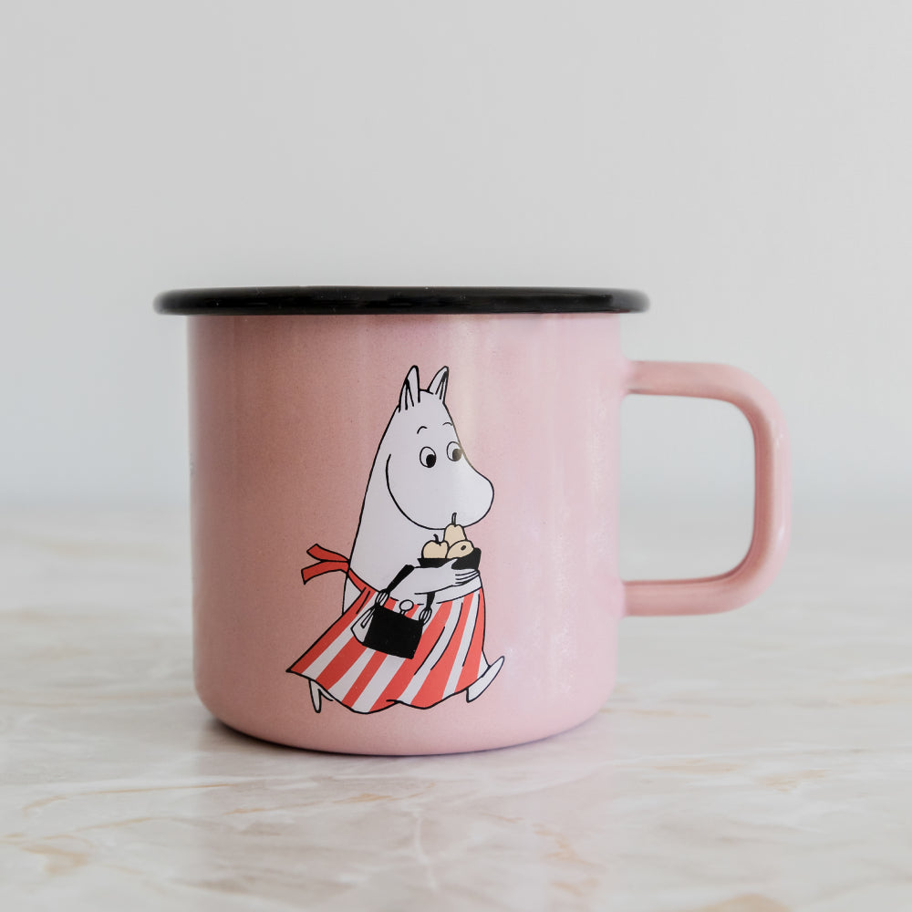 Retro Moominmamma and Moominpappa Enamel Mug 3.7 dl Bundle