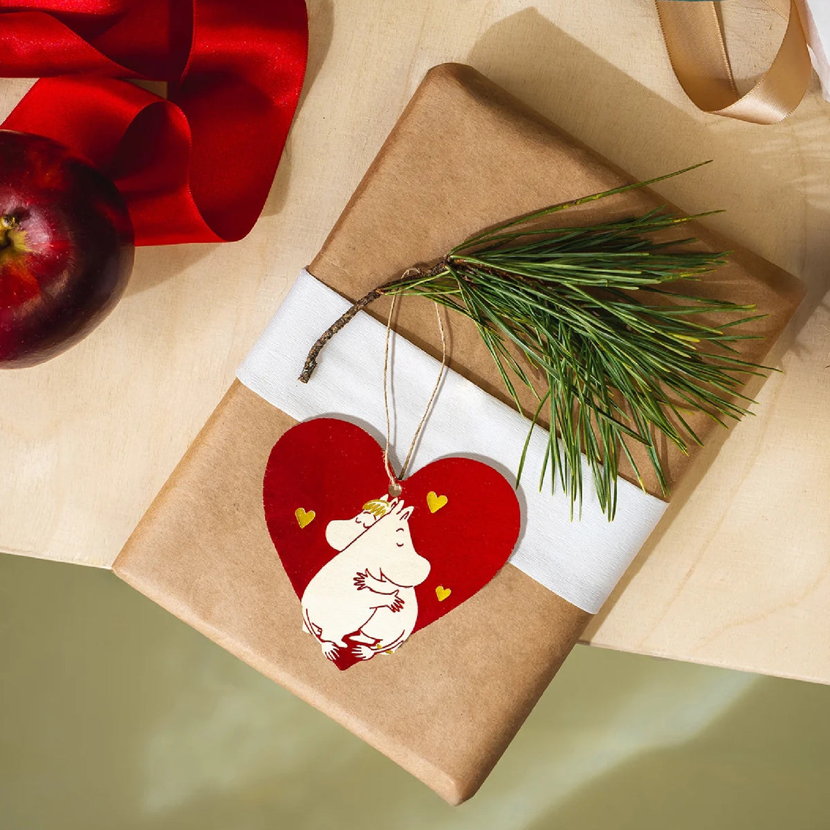 Moomin Heart Plywood Christmas Decoration Red
