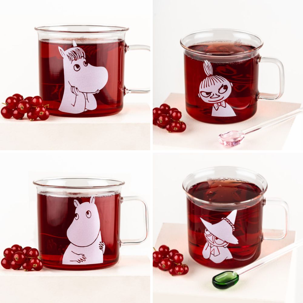 Moomin Glass Mug Clear Set of 4 Bundle - Muurla
