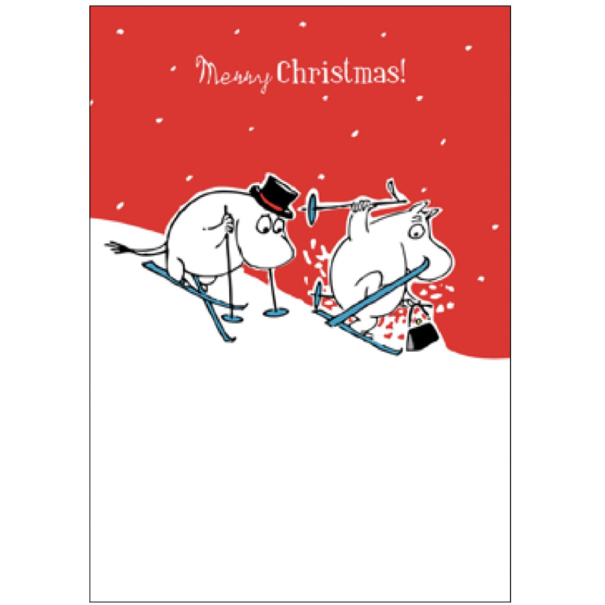 Moomin Christmas Card Moomintroll And Moominpappa Skiing