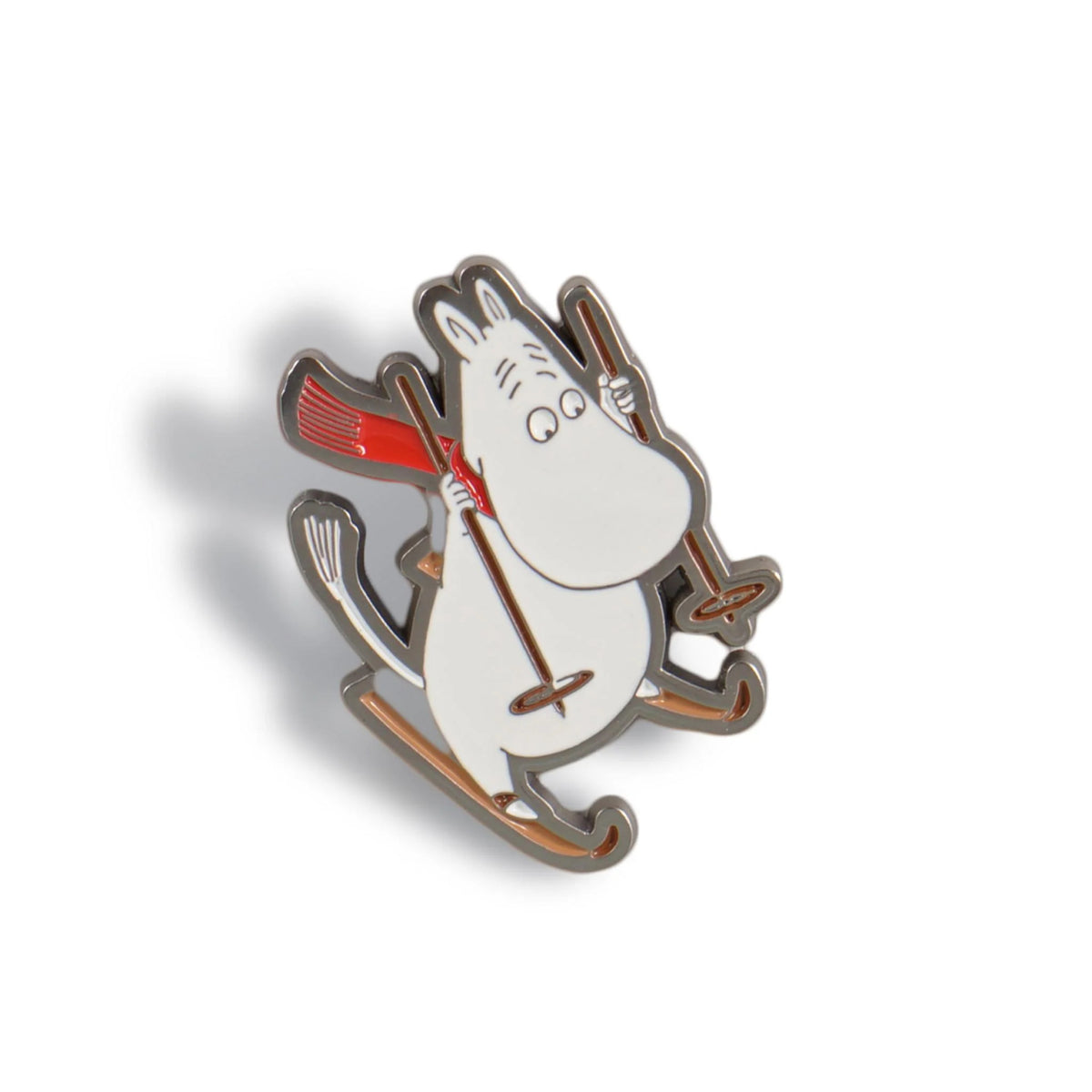 Metal Pin Badge Moomintroll Skiing