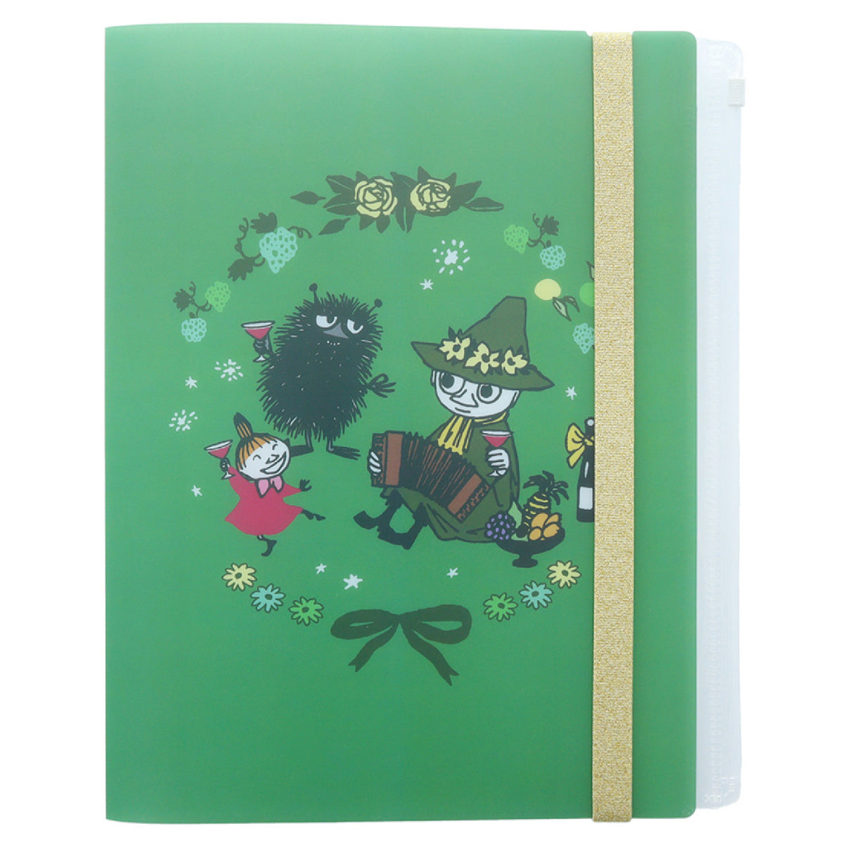 Clear File Folder With 5 Pockets Moomin Friends Green