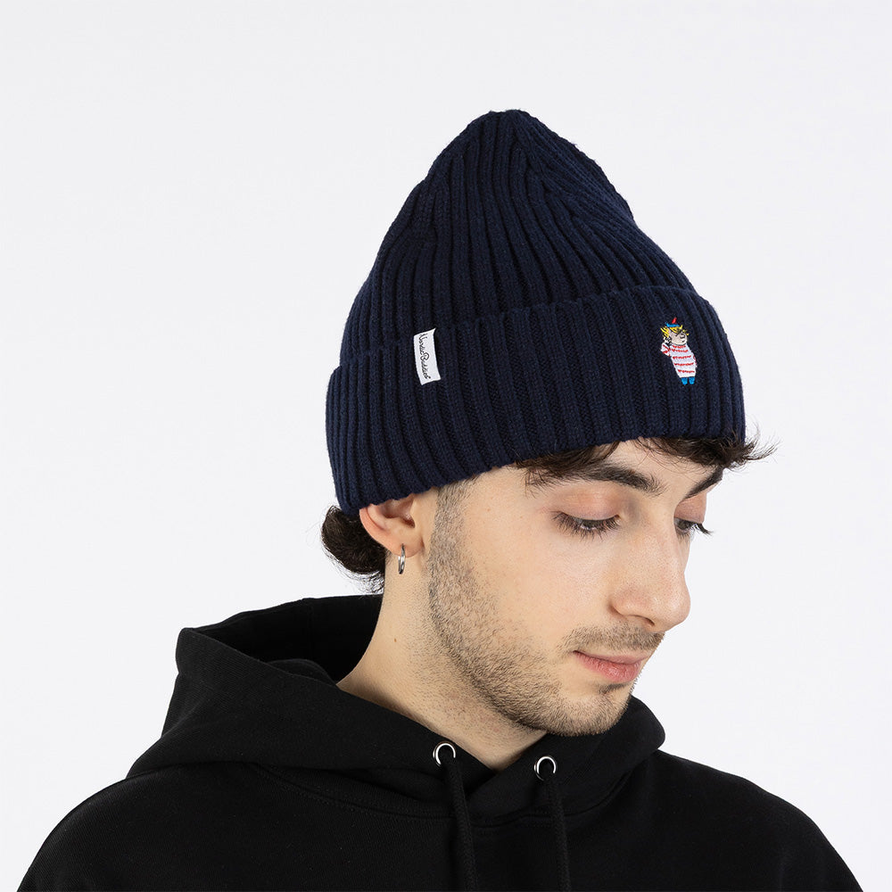 Too-Ticky Embroidery Beanie Dark Blue