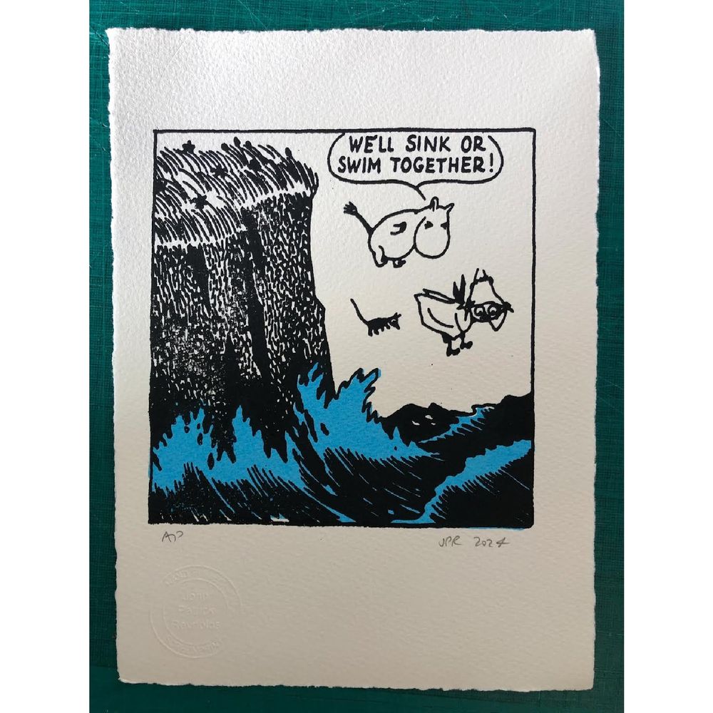 Moomin Art Print Sink Or Swim Blue