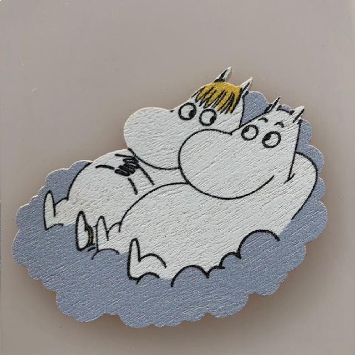 Wooden Magnet Moomintroll And Snorkmaiden On A Cloud