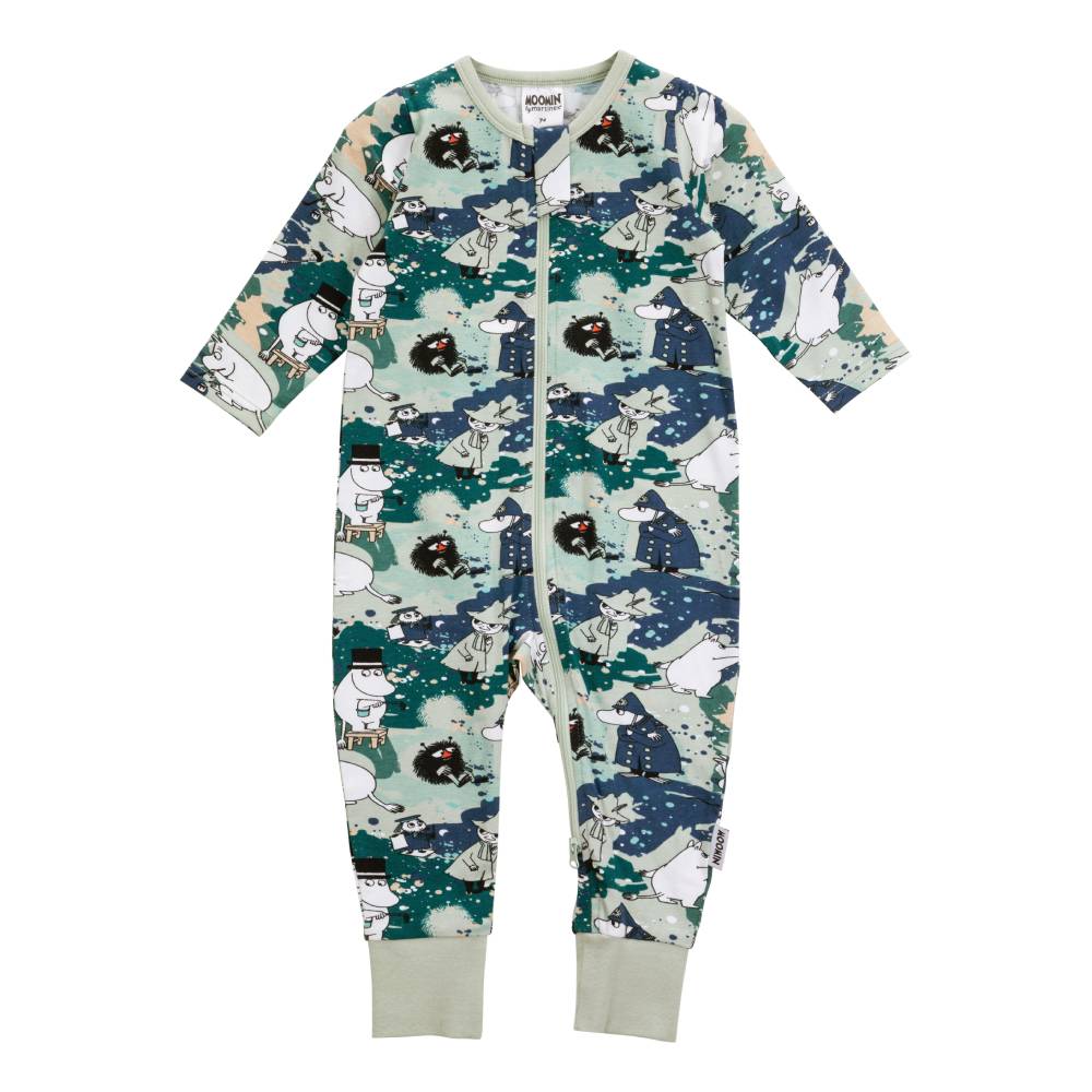 Moomin Water Colours Baby Pyjamas Light Green