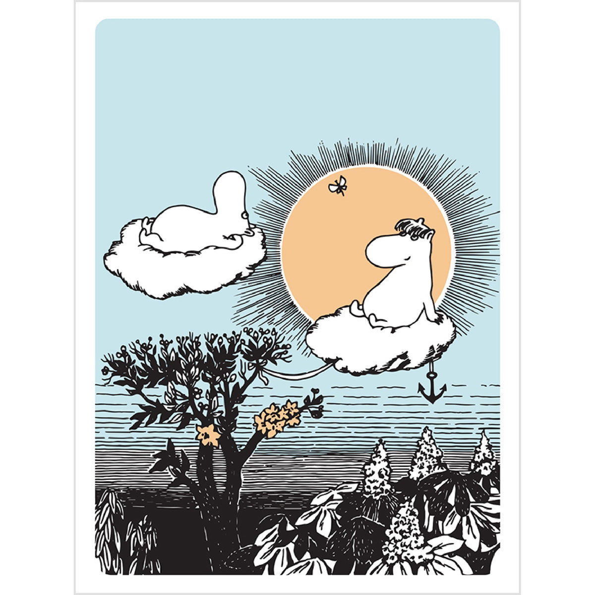 Moomin Greeting Card On Clouds