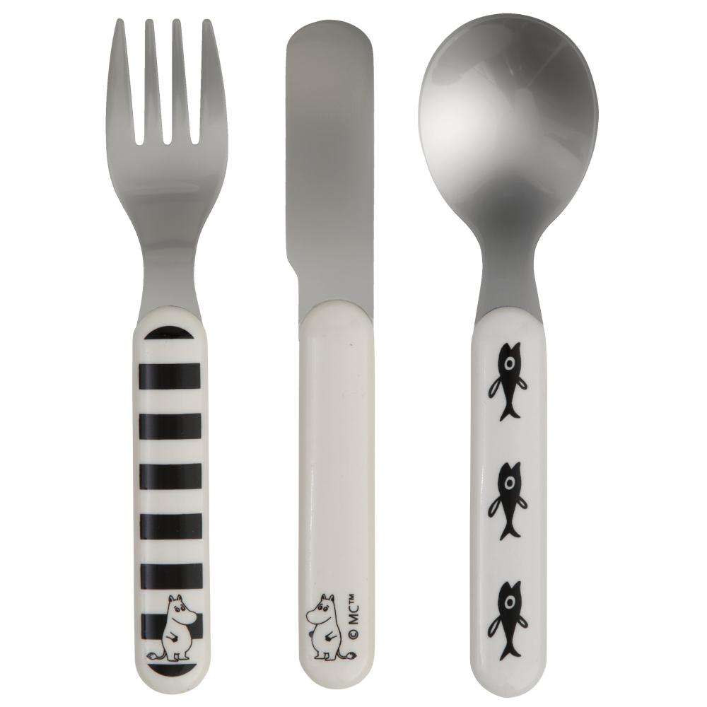 Moomin Diving Children&#39;s  Cutlery Set Black And White