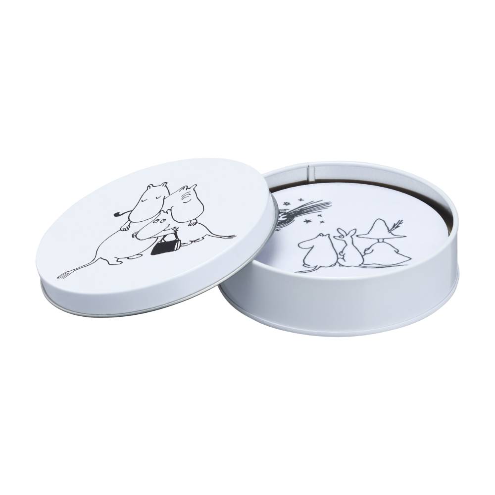 Moomin 80 Wooden Coasters In a Tin 4 pcs