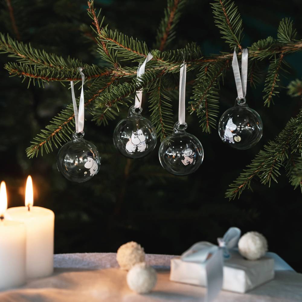 Moomin Let it Snow Christmas Bauble 4 pcs Ø 5 cm