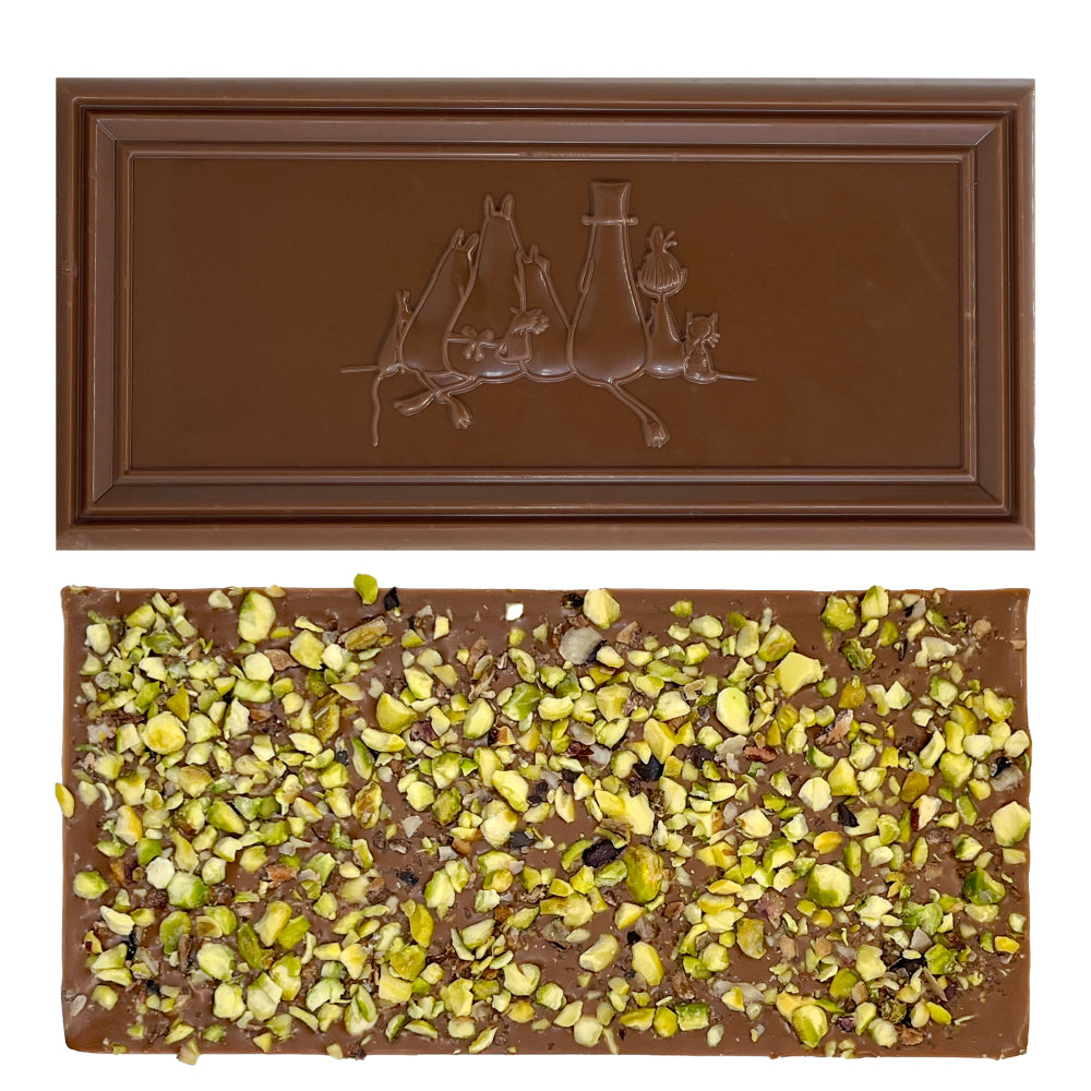 Moominmamma Milk Chocolate with Pistachio and Salt - Kalmar Chokladfabrik
