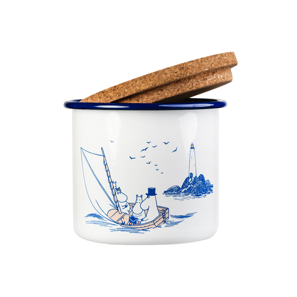 Moomin Enamel Jar 1.3 L with lid Sailors