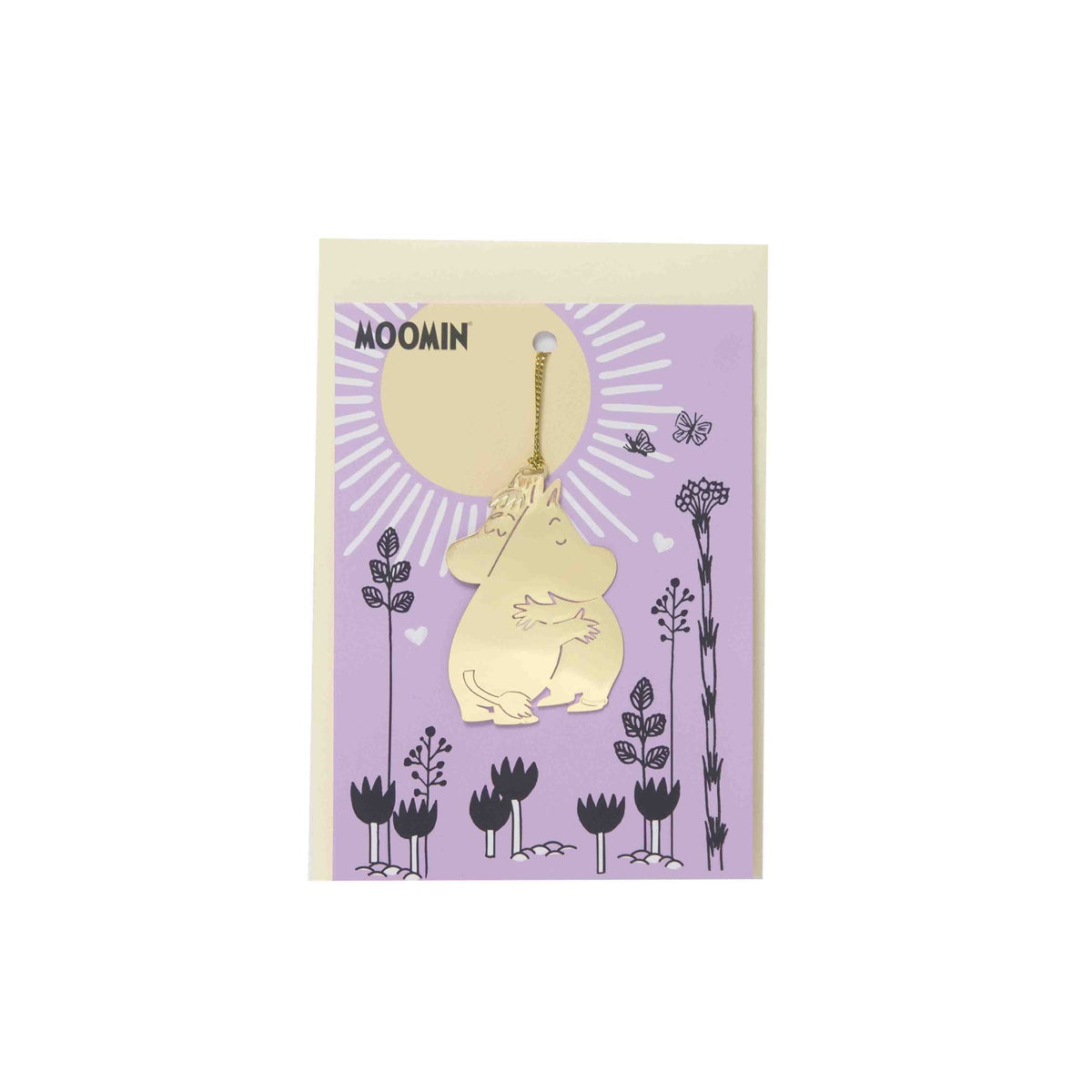 Moomin Greeting Card Hug with golden hanging decoration