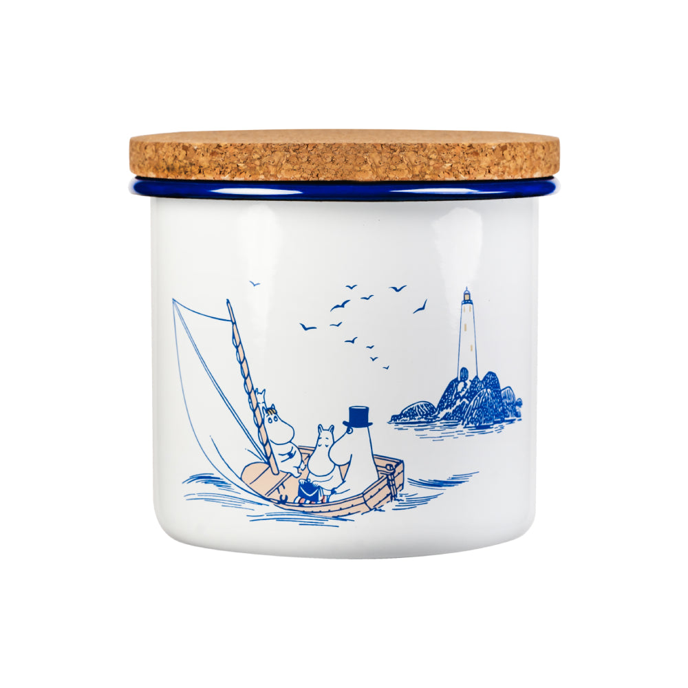 Moomin Enamel Jar 1.3 L with lid Sailors