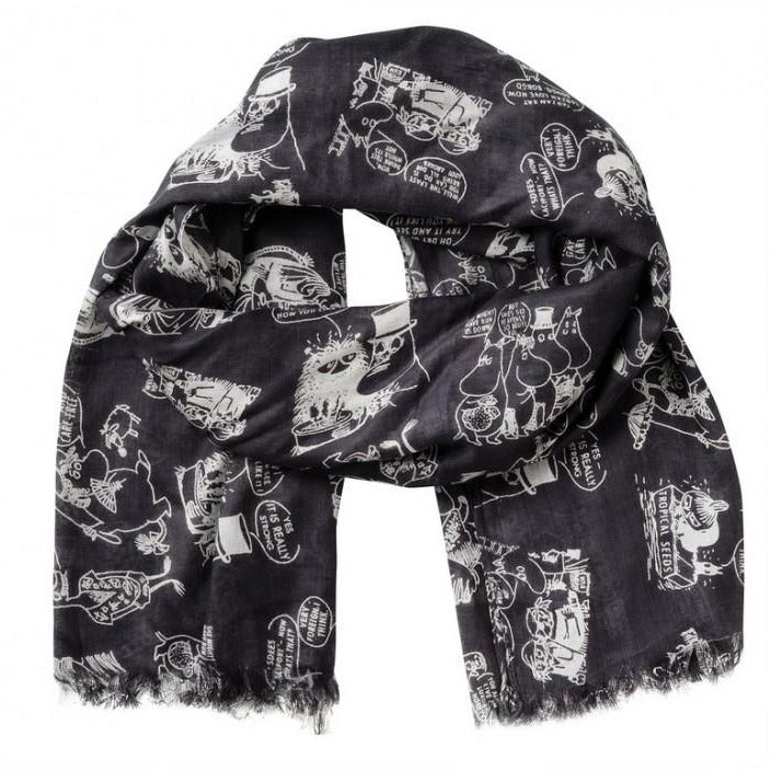 Moomin On Vacation Black Scarf - .