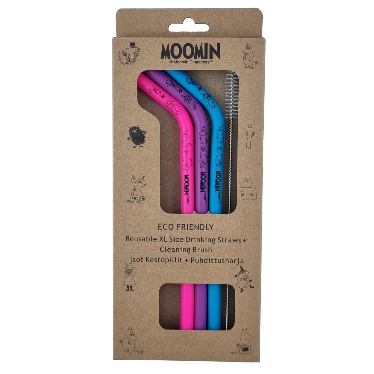 Moomin Silicone Straw 3-set purple