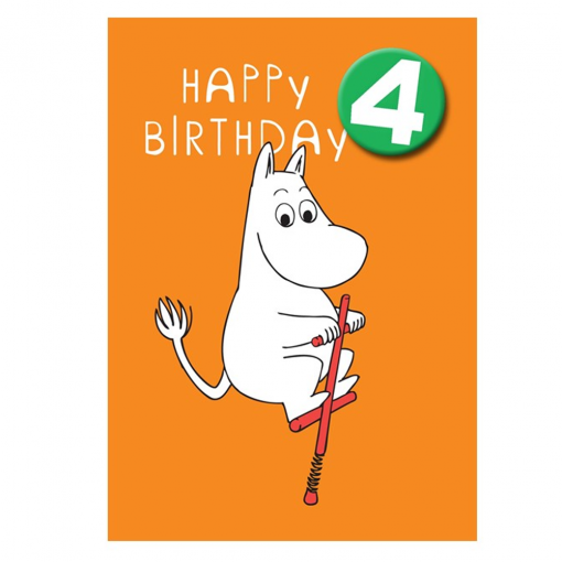 Birthday Card Moomin Age 4 With A Badge - .