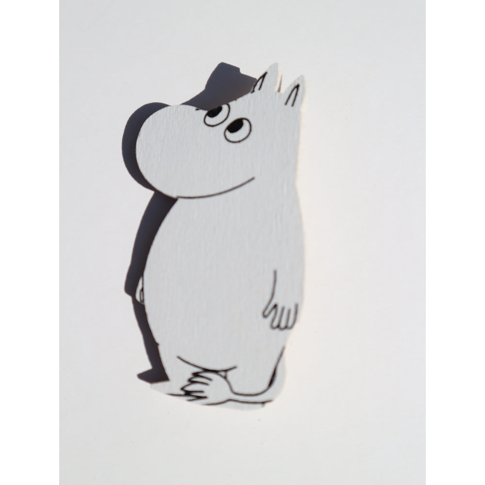 Wooden Brooch Moomintroll looking right - .