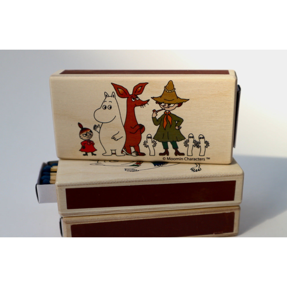 Wooden Match Box Moomintroll, Little My, Sniff, Snufkin And Hattifatteners - .