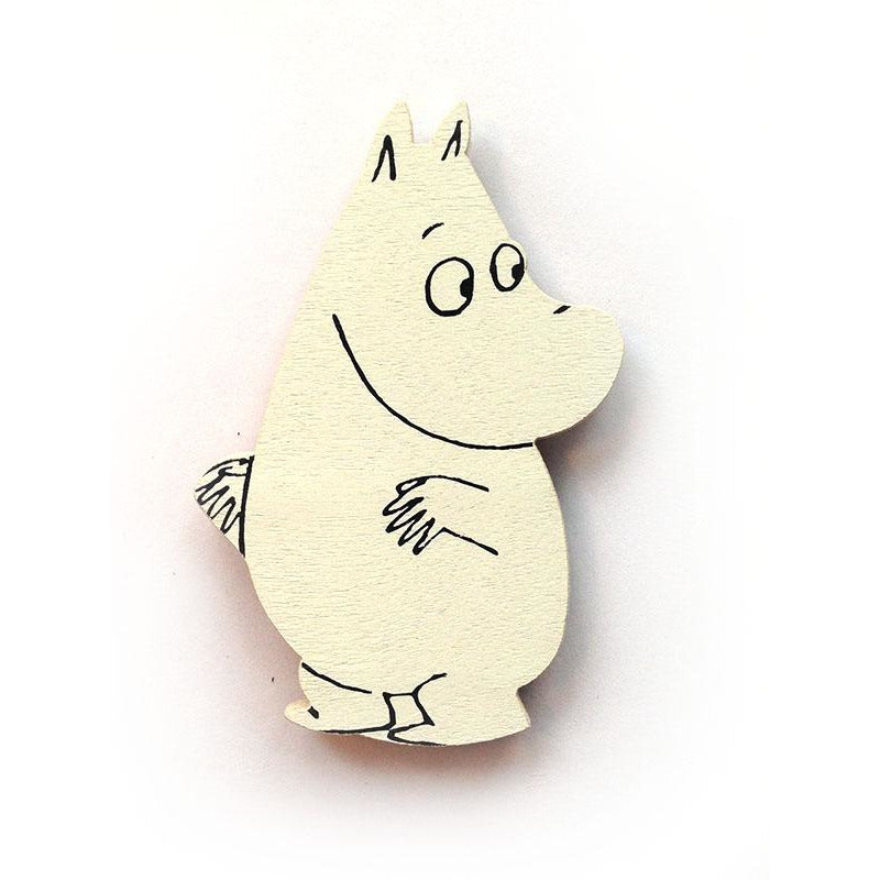Wooden Brooch Moomintroll looking left - .