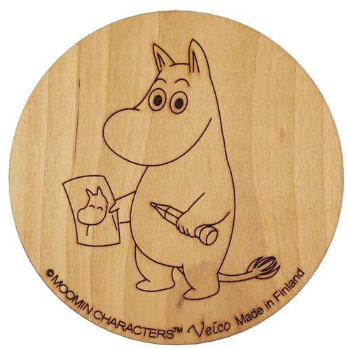 Wooden Coaster Moomintroll Drawing