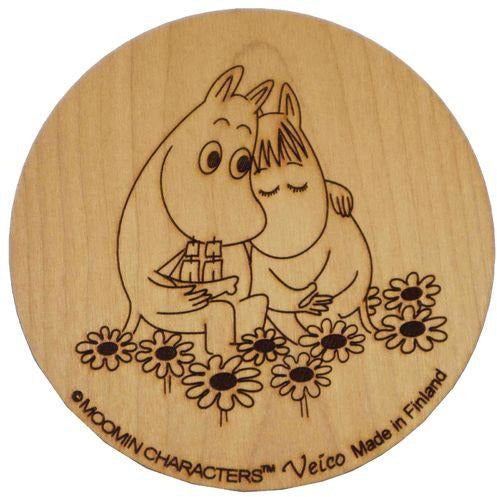 Wooden Coaster Moomintroll and Snorkmaiden Love