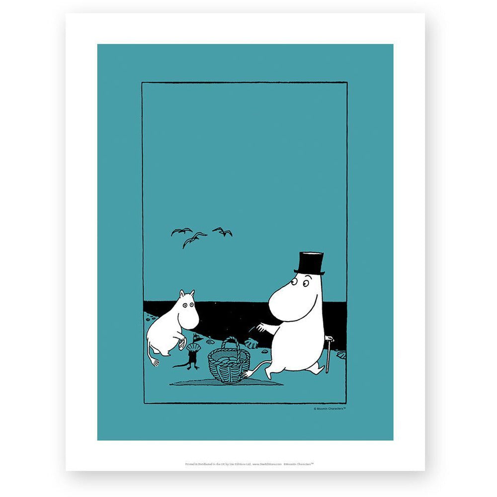 Art Print Moominpappa And Moomintroll On The Beach - .