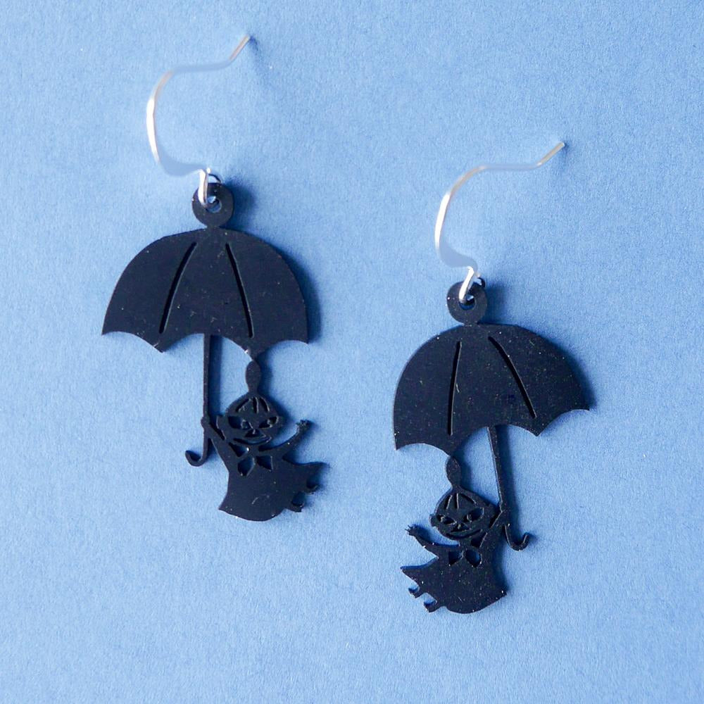 Little My And Umbrella Earrings Black