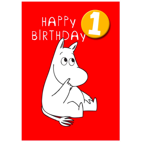 Moomin Birthday Card  Age 1 With A Badge