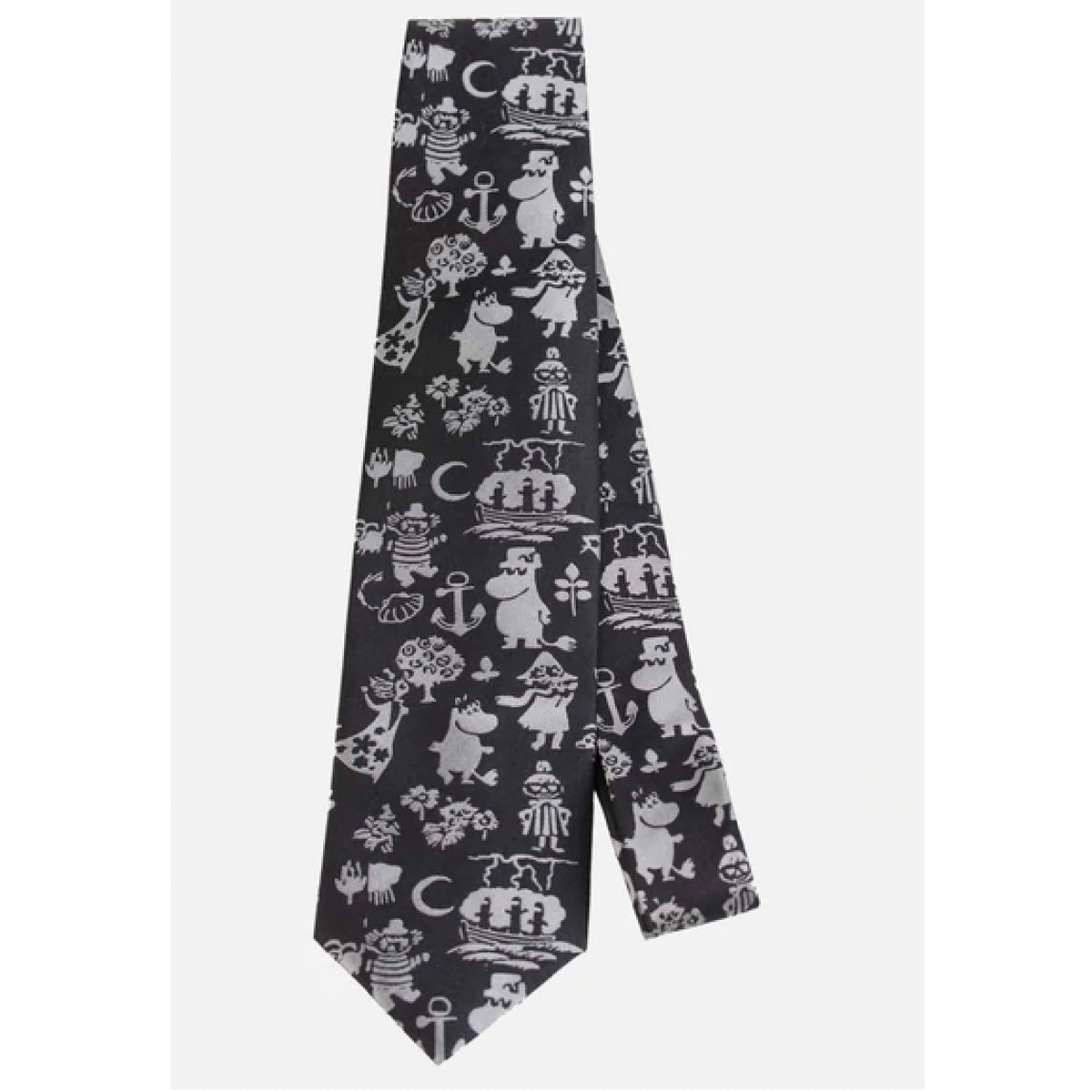 Moomin Summer Woven Silk Tie Black