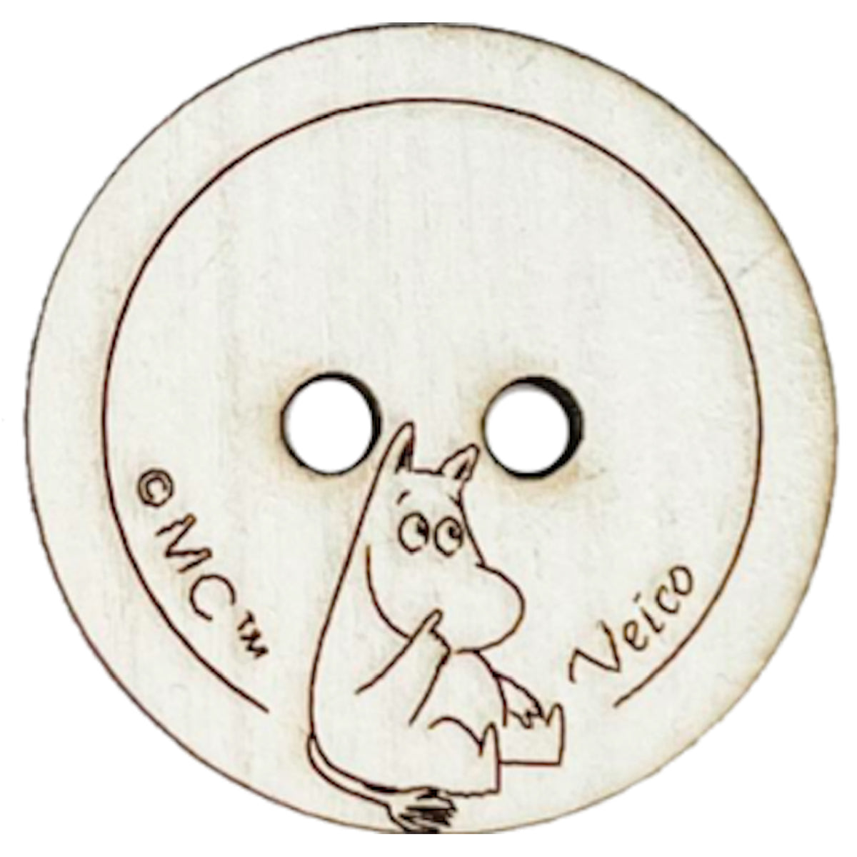 Moomin Wooden Button Moomintroll Thinking