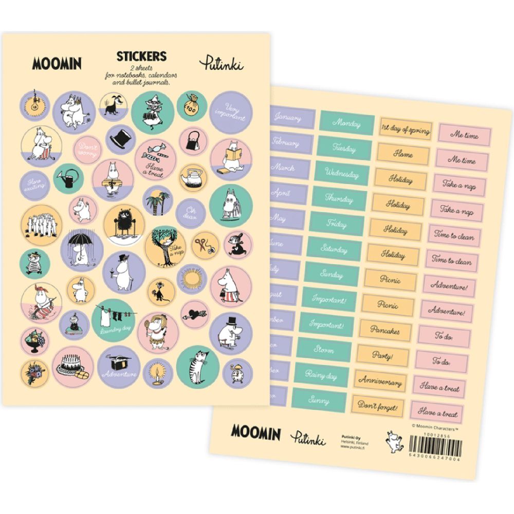 Moomin Stickers For Notebooks, Calendars and Bullet Journals 2 Sheets