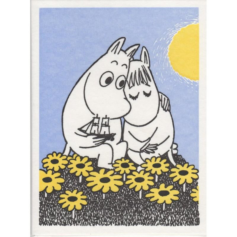 Greeting Card Moomintroll and Snorkmaiden flowers - .