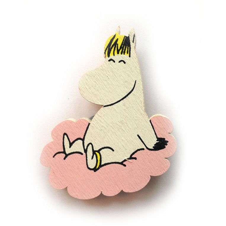 Wooden Brooch Snorkmaiden On A Pink Cloud - .